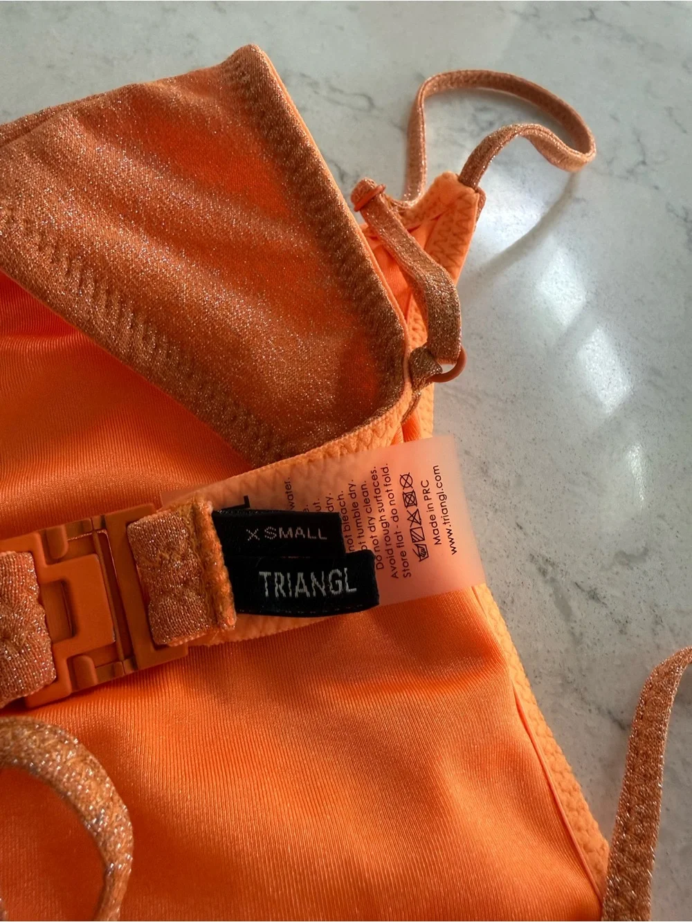 triangl swimwear Orange Sparkle Bralette Bikini Top